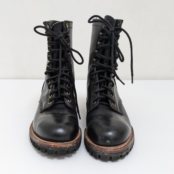 Iron Age Shoes Iron Age Black Leather Combat Safety Boots Vibram